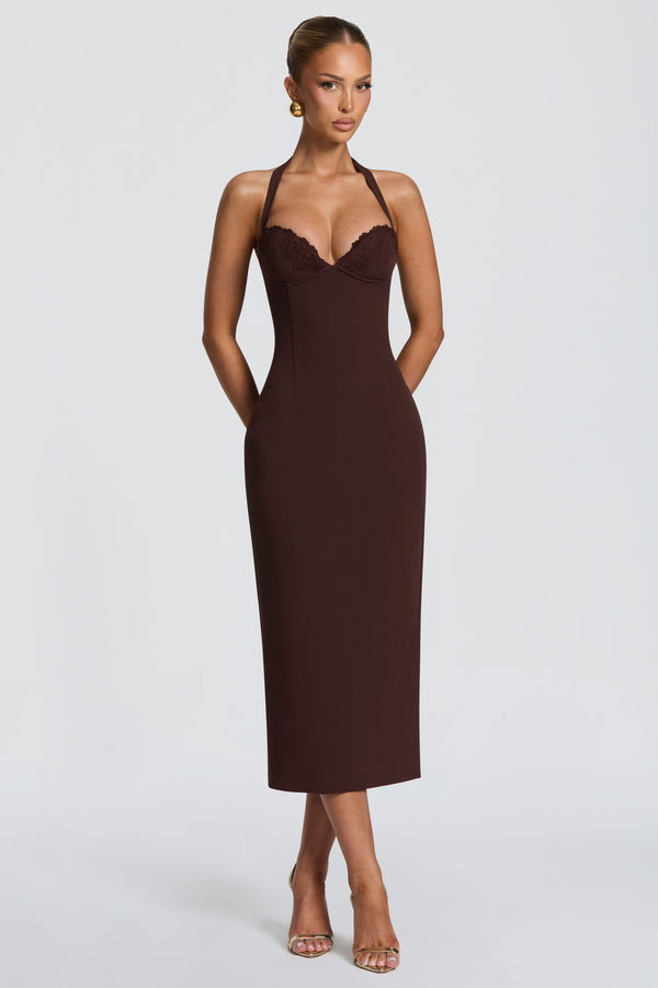 Cassia Midi Dress - Plum Brown