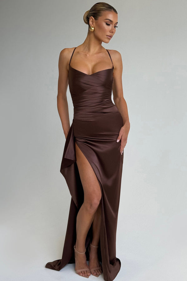 Helen Maxi Dress - Plum Brown